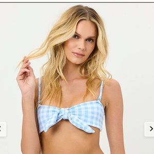 Frankie’s Bikinis Enzo Tie Front Bikini Top Bluebell Size Medium